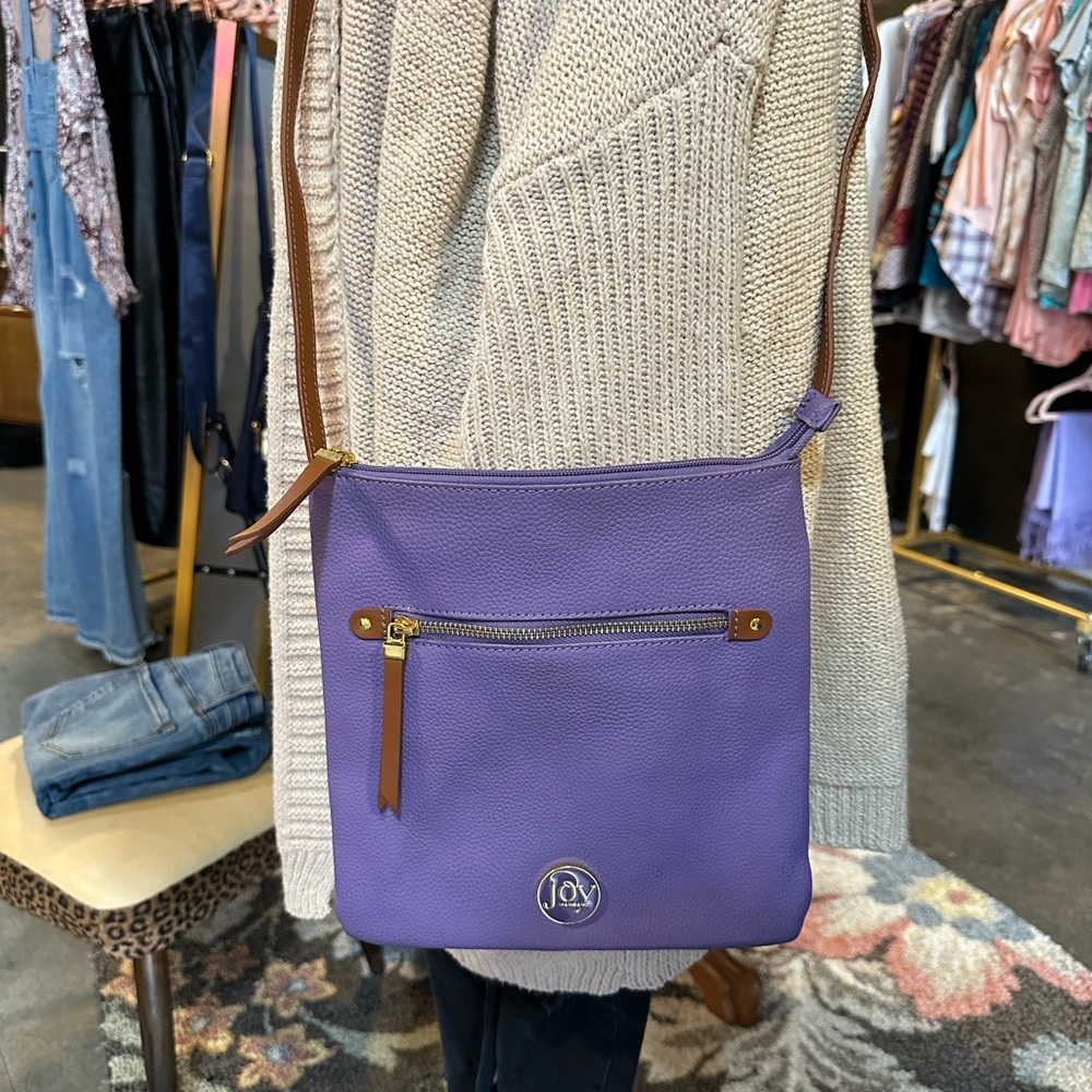Joy Mangano Purple Crossbody Bag with Gold Hardware